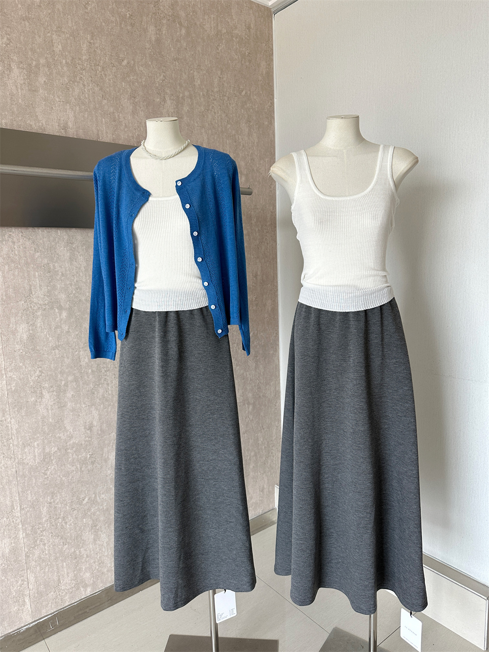 Women's 3-Piece Knit Cardigan Vest and High-Waist Skirt Set