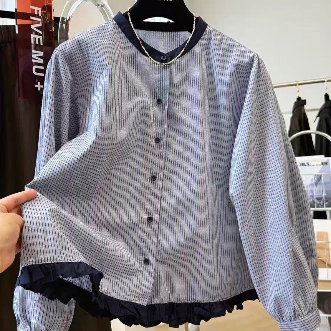 Women's Autumn Print Collared Long Sleeve Button Shirt - Image 2